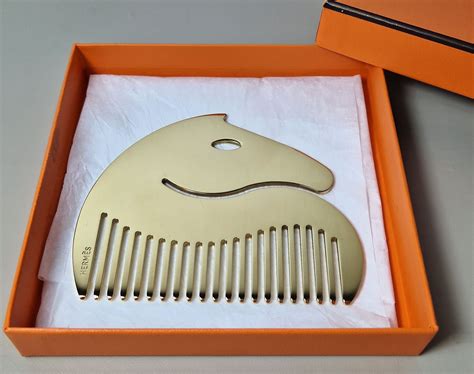 hermes gold tone mane comb